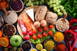 Assorted foods placed on a table